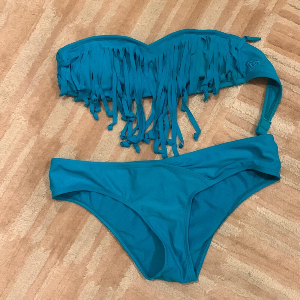 Roxy swim blue fringe bikini